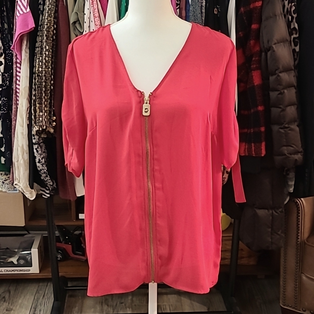 Michael Kors Coral Top Zip Front Size L